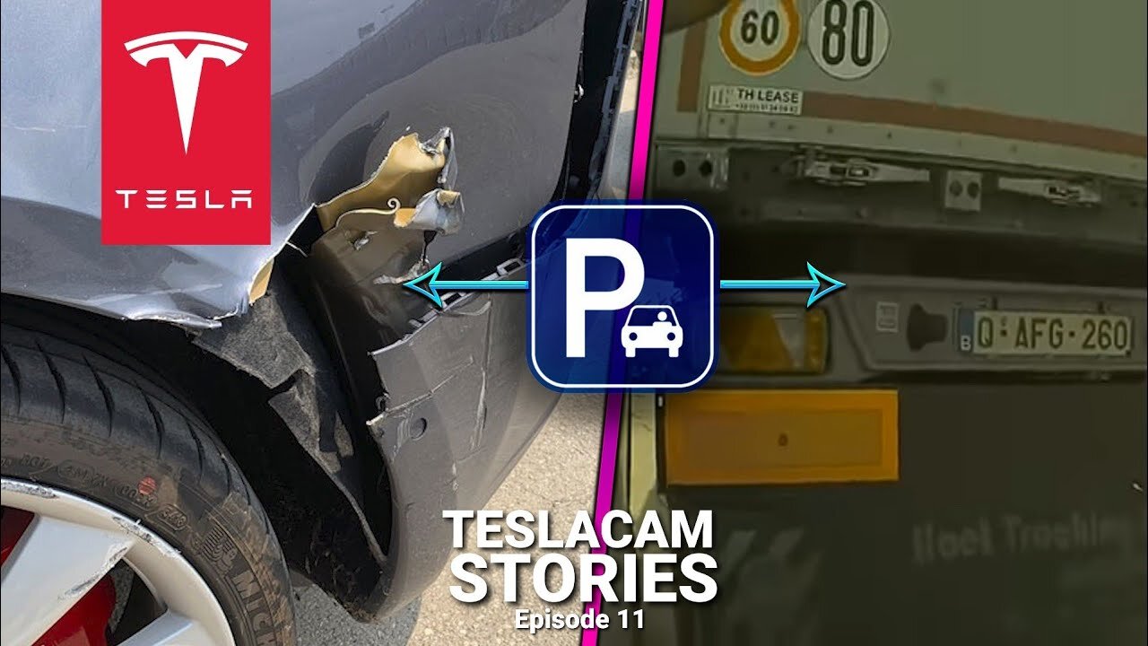 Tesla Sentry Mode caught truck CRASH a parked Tesla Model 3