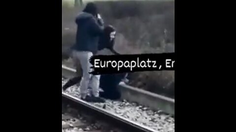 2023: Erfurt, Germany - German girls kick classmate at the train station