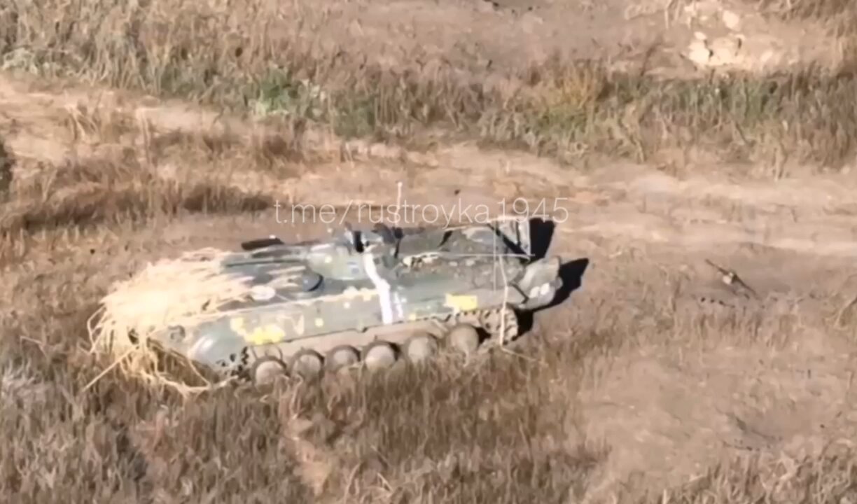 The 40th Naval Infantry Brigade destroys an abandoned BMP-1 infantry fighting vehicle of the AFU