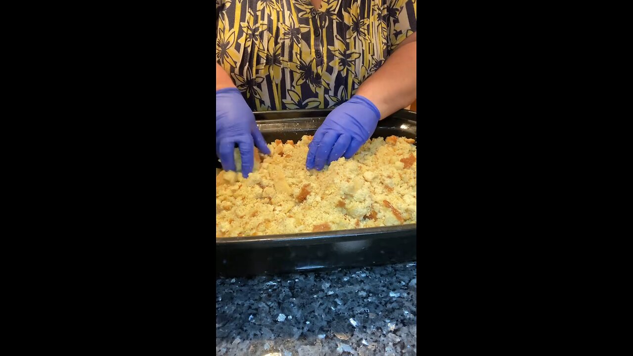 Cornbread Dressing Prepped For The Freezer