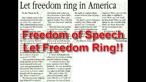 Freedom of Speech! Let Freedom Ring!!