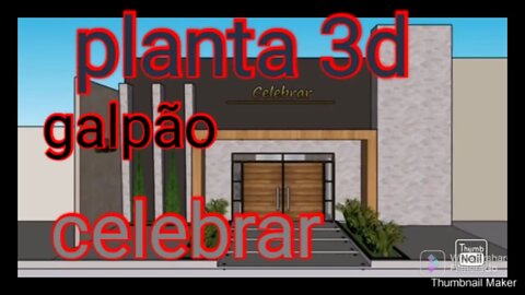 planta 3d celebrar galpão de festa