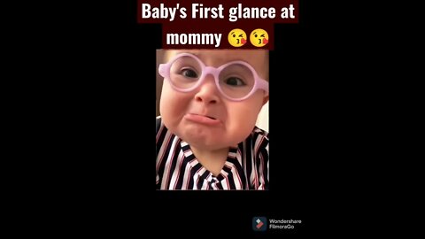 Baby's unforgettable cute reaction to see his mommy.......#baby#cute#shorts