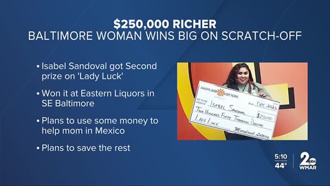 Baltimore woman wins second highest prize from 'Lady Luck' scratch-off