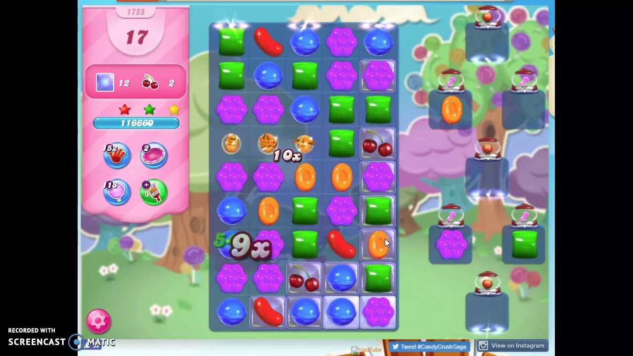 Candy Crush Level 1755 Audio Talkthrough, 3 Stars 0 Boosters