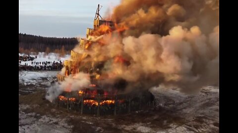 Tower of Babel recreation BURNS in RUSSIA Today 3 14 2022