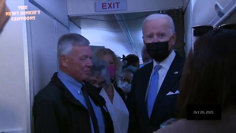 Biden enters the press area of Air Force One as he gives his family a tour.