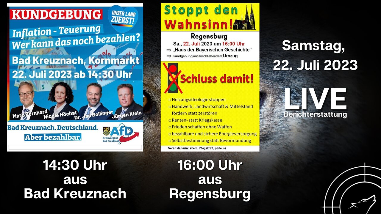 🔴 💥 LIVE | Kundgebung der AfD in Bad Kreuznach; & Demo in Regensburg: Stoppt den Wahnsinn💥