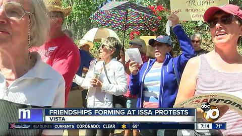 Friendships forming at Issa protests