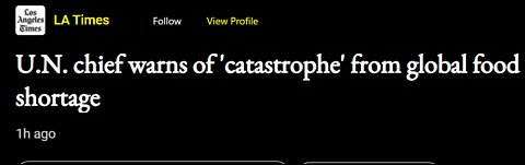 "FOOD SHORTAGES ARE REAL" SAYS THE UNITED NATIONS