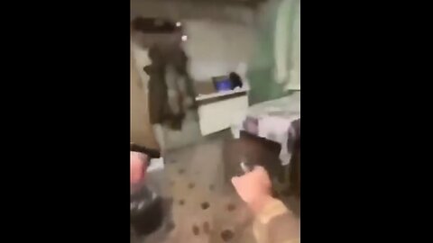 Russian soldiers shoot at rats infesting their kitchen area