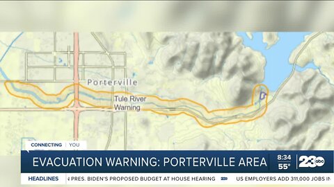 Evacuation warning in Porterville area