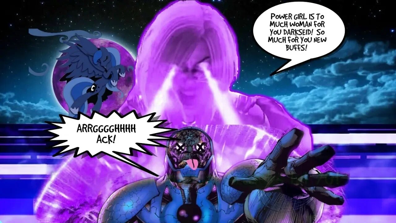 Power Girl destroys the new Super Buffed Darkseid!