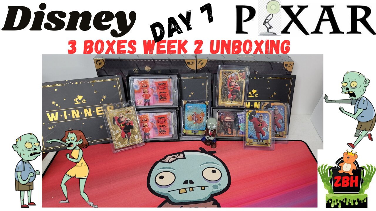 Opening 3 boxes A Day 7 Week 2 Pixar 37th Anniversary Oscars Disney 100 Cards Black Box Unboxing