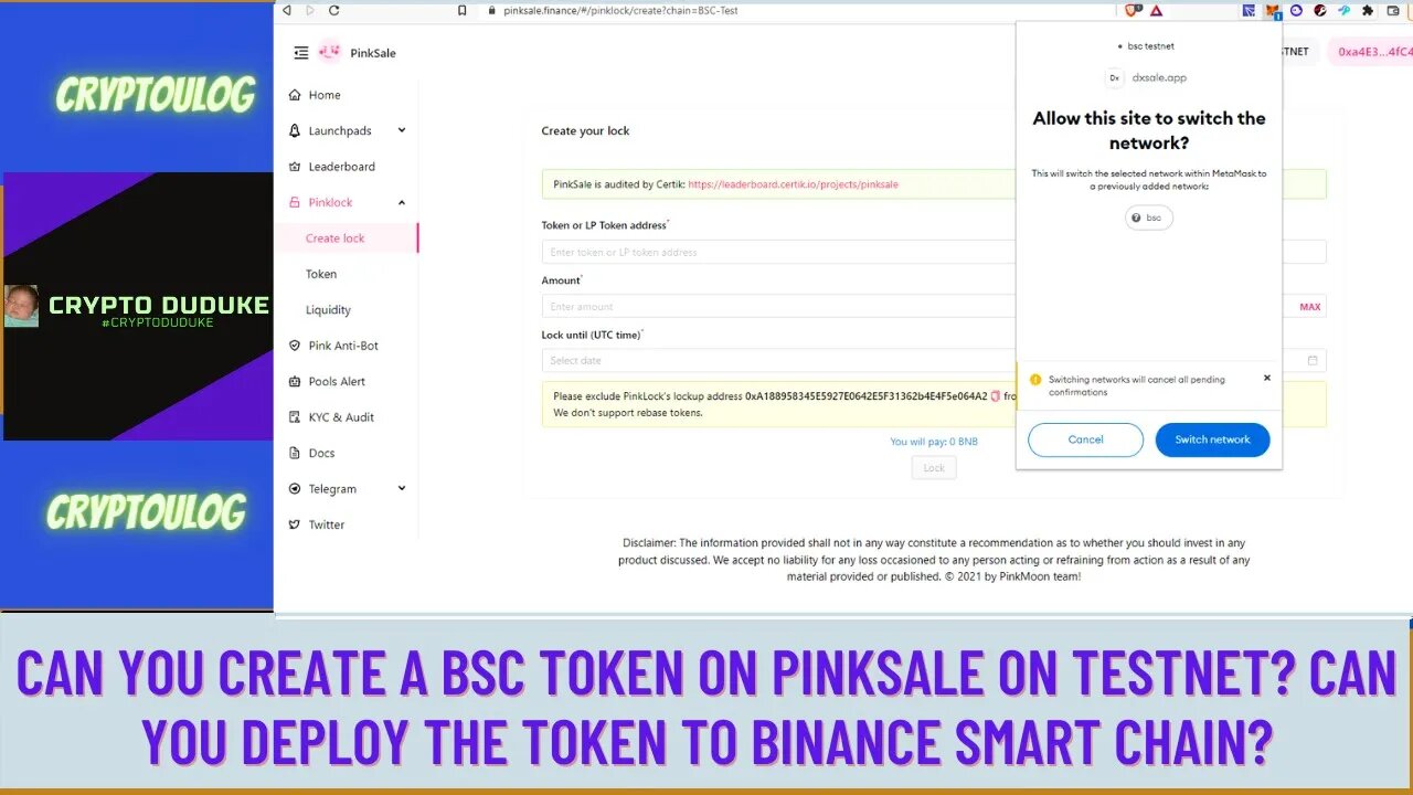 Can You Create A BSC Token On Pinksale On Testnet? Can You Deploy The Token To Binance Smart Chain?