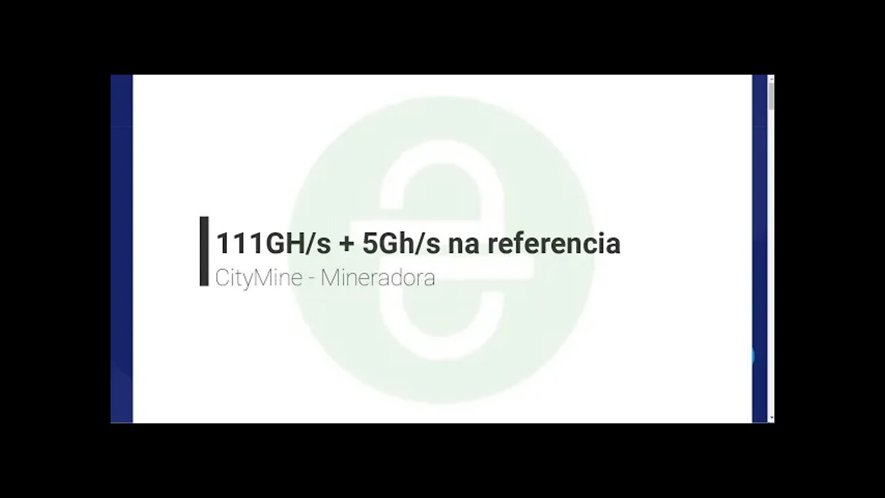 Finalizado - Mineradora - Cityminer - 111 Gh/s + 5Gh/s por referencia