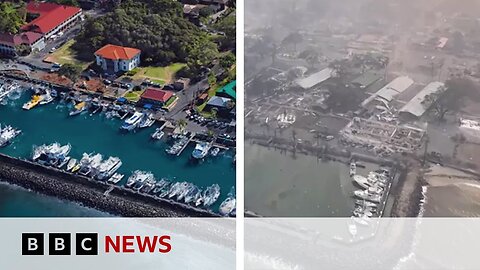 Hawaii wildfires: Before and after footage shows extend of damage - BBC News