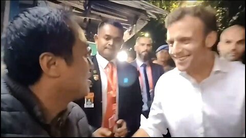President Macron goes home on foot