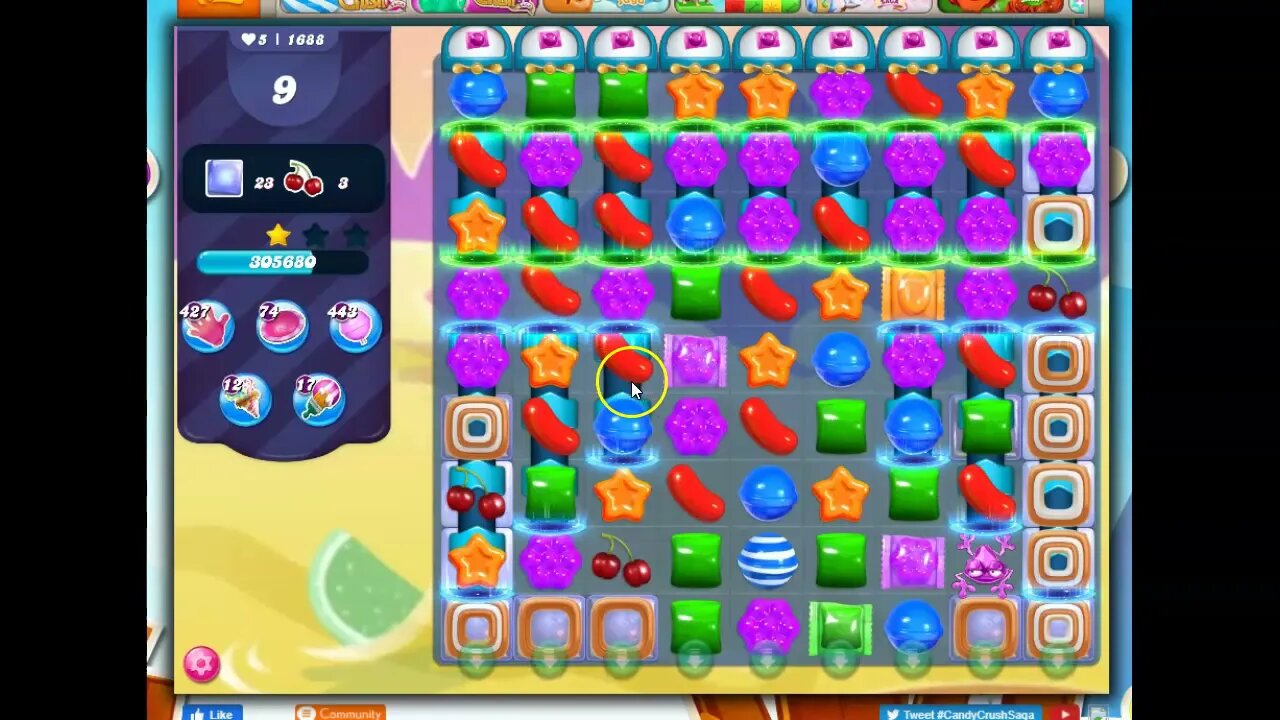 Candy Crush Level 1688 Talkthrough, 30 Moves 0 Boosters
