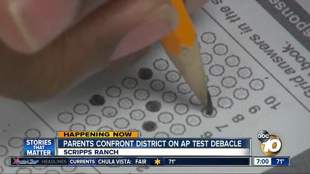 Hundreds of parents confront district on AP test debacle
