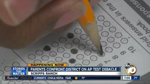 Hundreds of parents confront district on AP test debacle