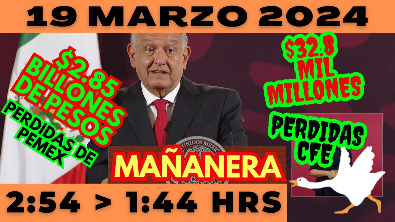 💩🐣👶 AMLITO | Mañanera *Martes 19 de marzo 2024* | El gansito veloz 2:54 a 1:44.