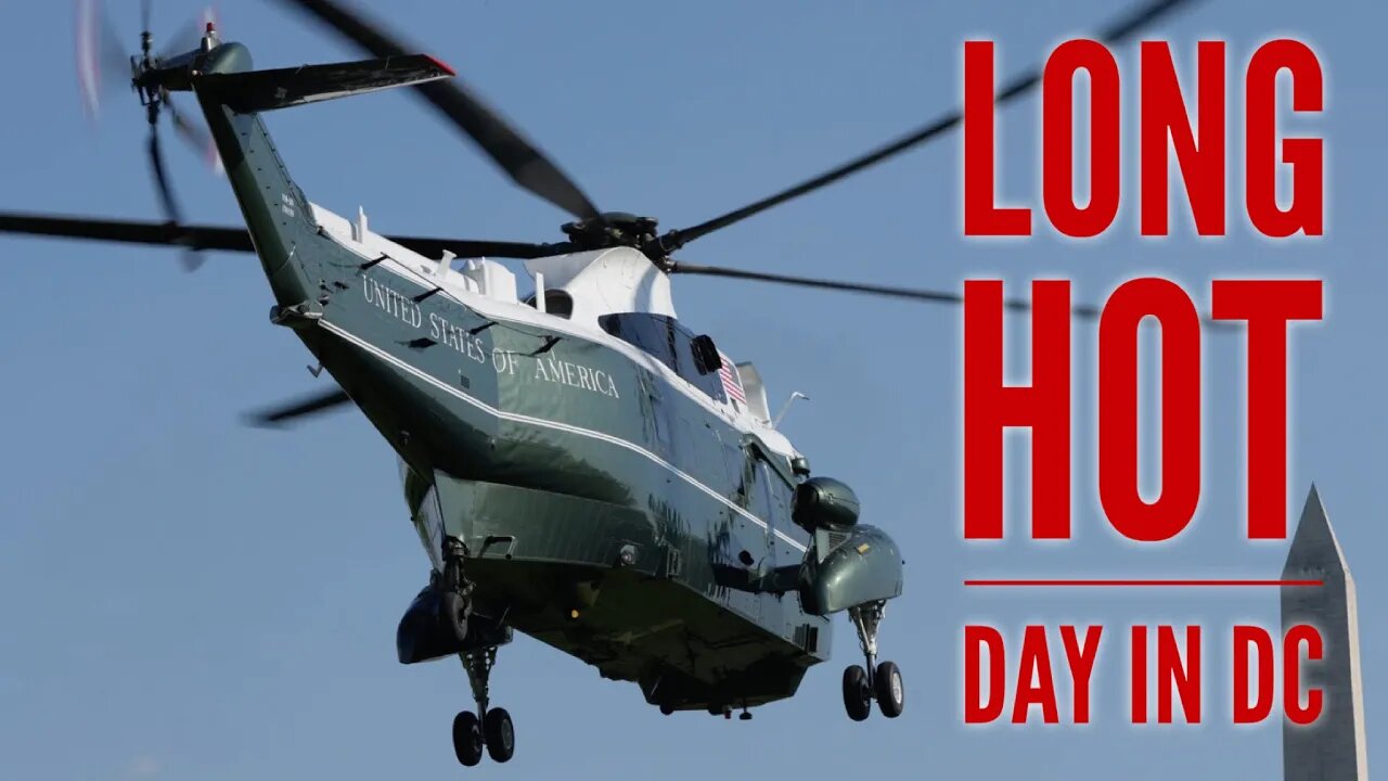 Marine One nearly blows me over after I swelter in the Rose Garden