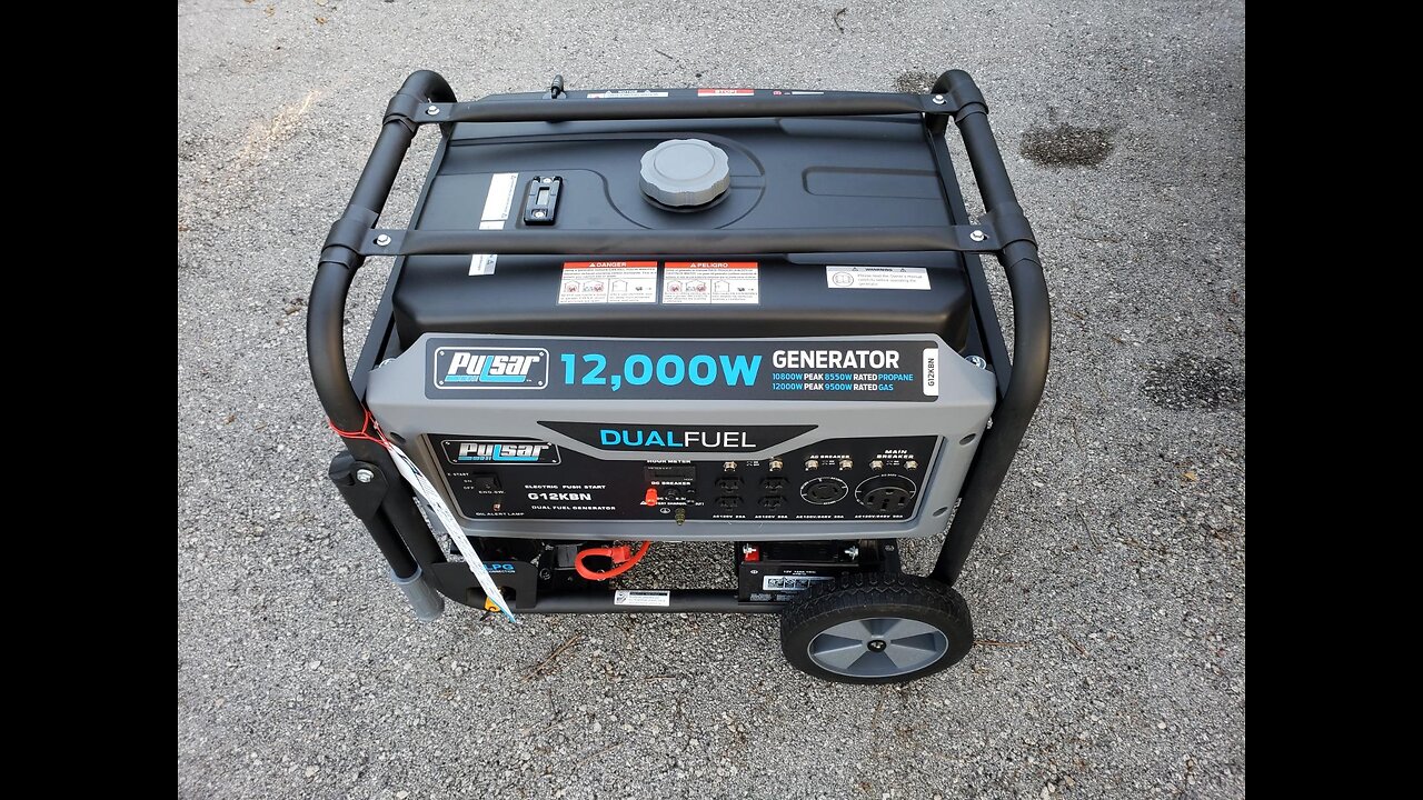 Pulsar G12KBN Heavy Duty Portable Dual Fuel Generator - 9500 Rated Watts & 12000 Peak Watts - G...