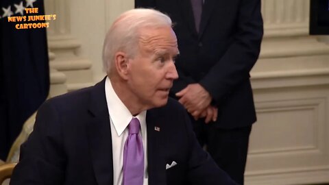 Biden doesn't take questions, just snaps at a reporter.