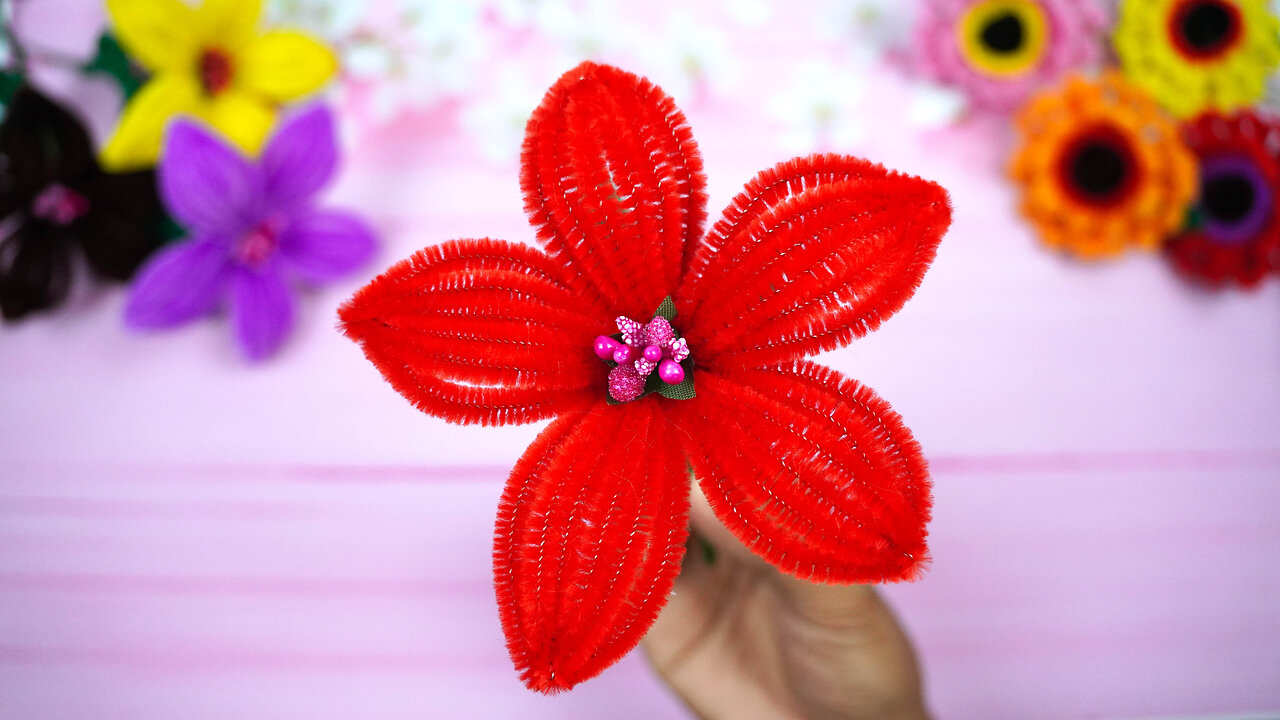 Pipe Cleaner Crafts | DIY Chenille Wire Flowers Making For Home Decoration | Handmade Crafts Idea