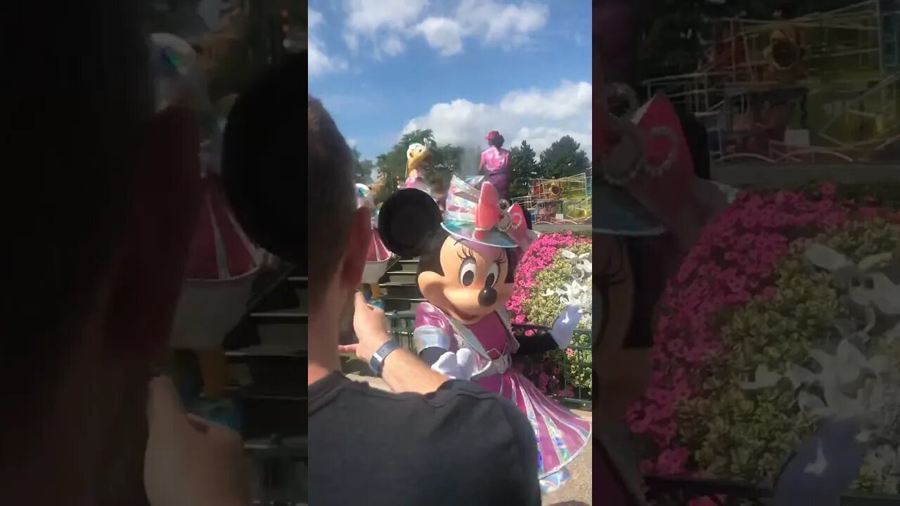 Disneyland dance parade. Muted copyright music.
