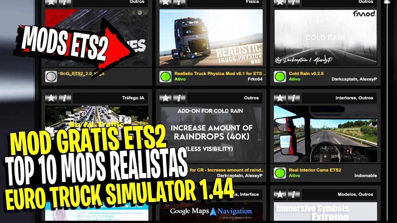 ▶️TOP 10 MELHORES MODS REALISTAS PARA EURO TRUCK SIMULATOR 2 1.44