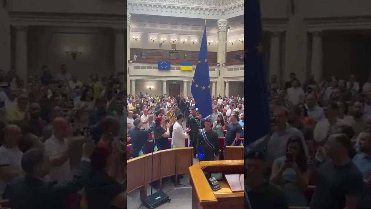 Flag of the European Union has been introduced into the hall of the Verkhovna Rada of Ukraine