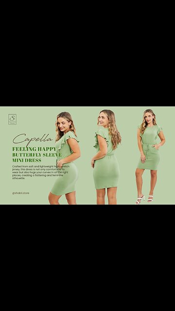 Capella Feeling Happy🙂Butterfly Sleeve Mini Dress💚