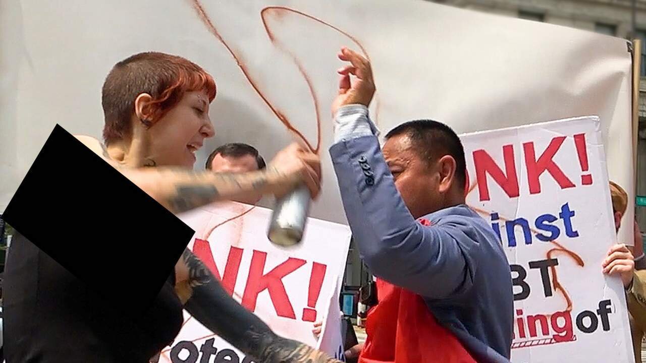 LGBT Advocates Attack Peaceful Pro-Family Event: "Paint hit me in the eyes"