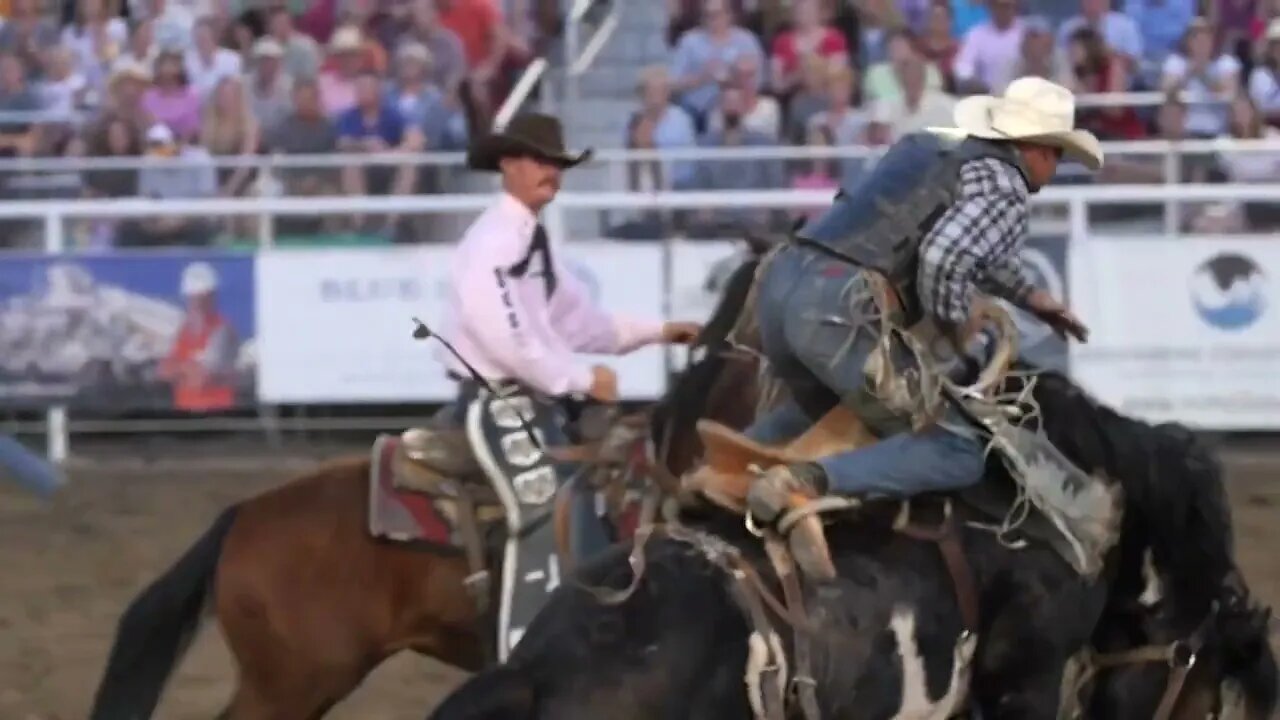 Editorial a saddle bronc in a PRCA Oakley rodeo slow motion