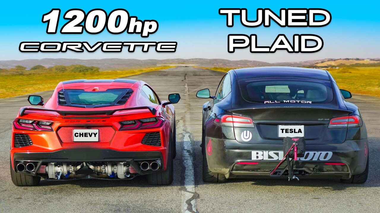 1200hp Corvette C8 v Model S Plaid: DRAG RACE