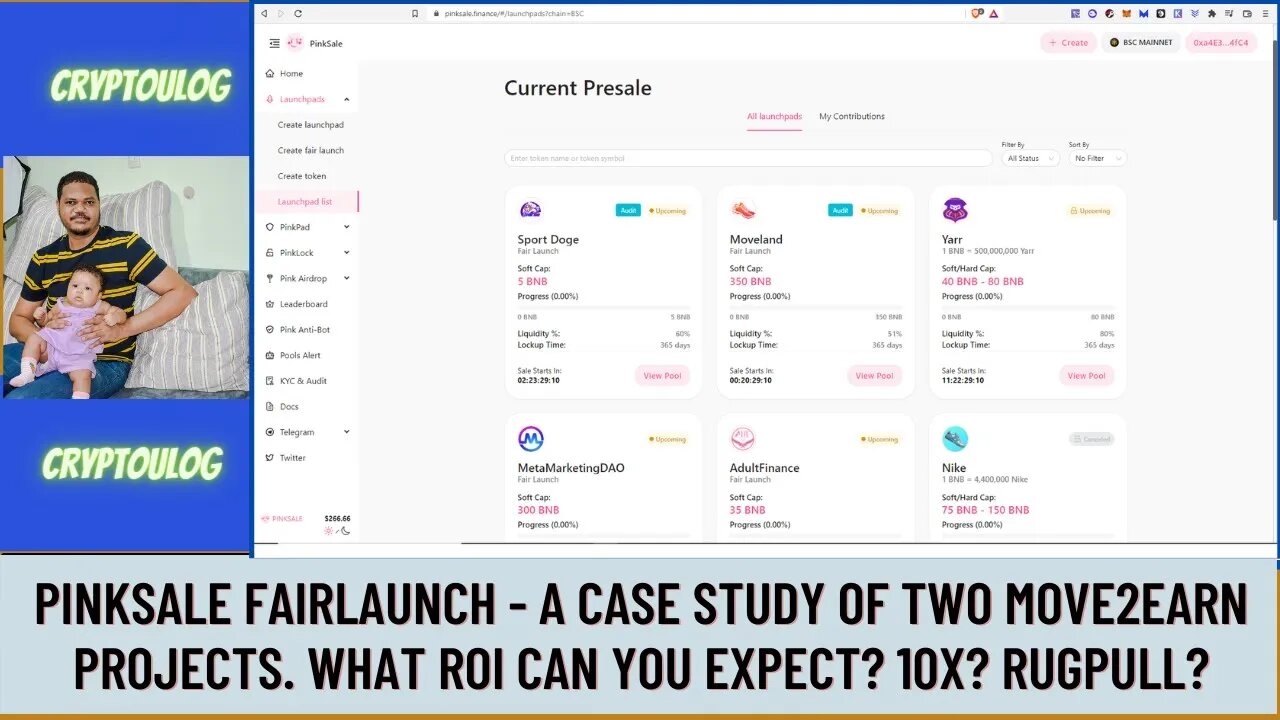 Pinksale Fairlaunch - A Case Study Of Two Move2earn Projects. What ROI Can You Expect? 10x? Rugpull?