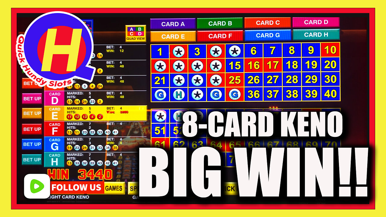 RUMBLE EXCLUSIVE! BIG WIN on 8-Card KENO!