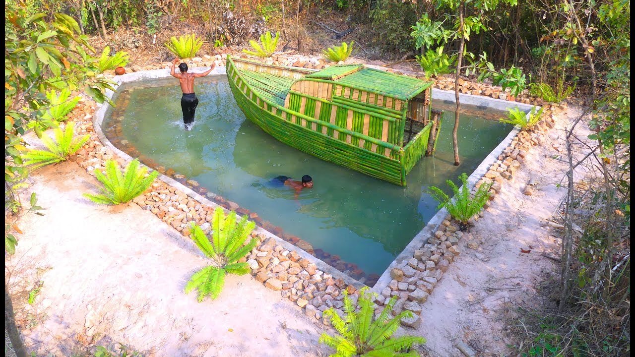 Amazing Build Beautiful Swimming Pool around Boat House