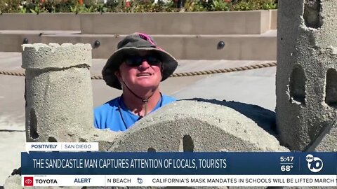 The Sandcastle Man captures the attention of locals and tourists