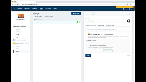 The new Admin On-Demand feature in the Mosyle MDM