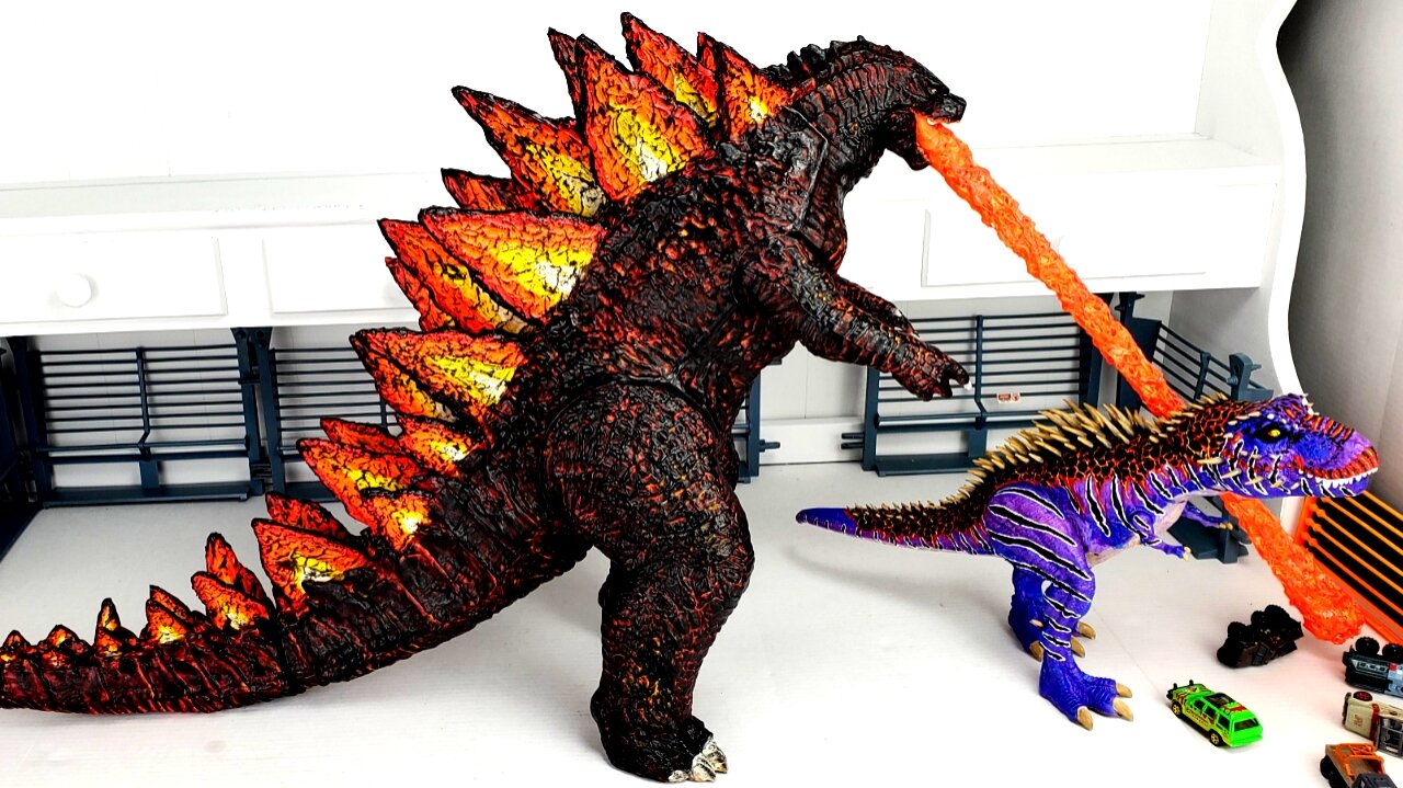 CUSTOM Jakks Pacific 3FT FIRE BURNING GODZILLA