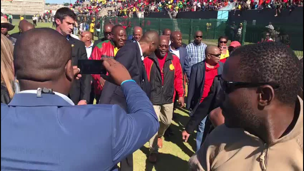 UPDATE 2 - SA President Ramaphosa arrives for May Day celebrations in Port Elizabeth (hxy)