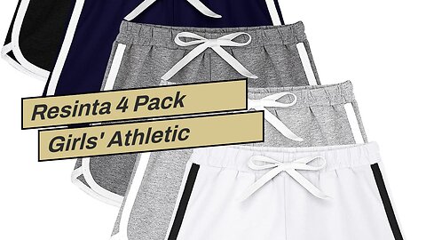 Resinta 4 Pack Girls' Athletic Shorts Soft Cotton Girls Running Shorts with Drawstring and Pock... 