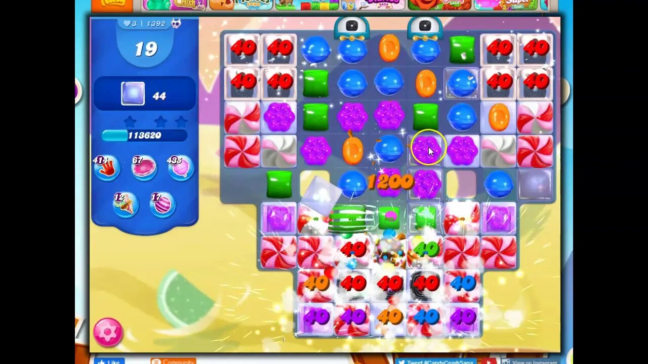 Candy Crush Level 1392 Talkthrough, 25 Moves 0 Boosters