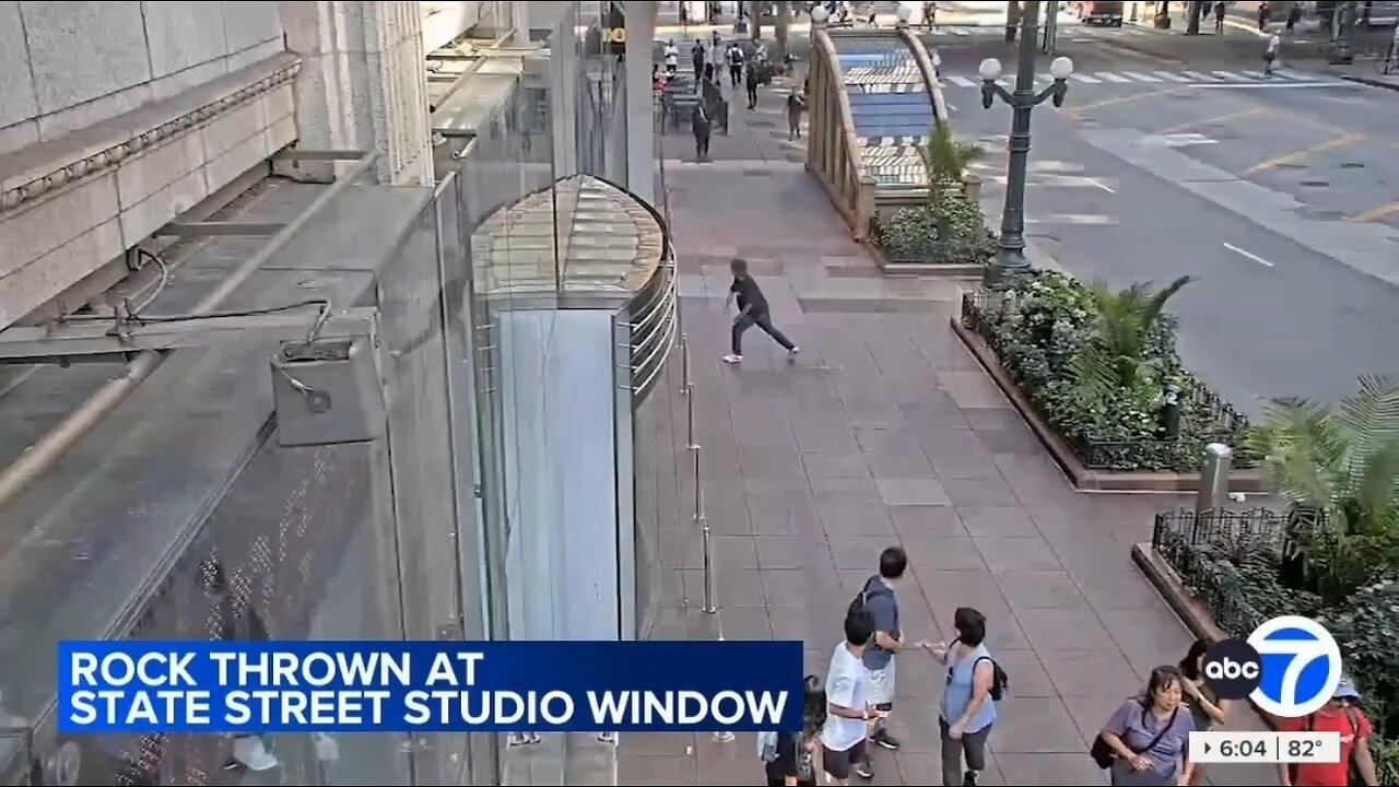 Thug Throws Large Rocks At ABC7 Chicago Studio Window During Live Newscast