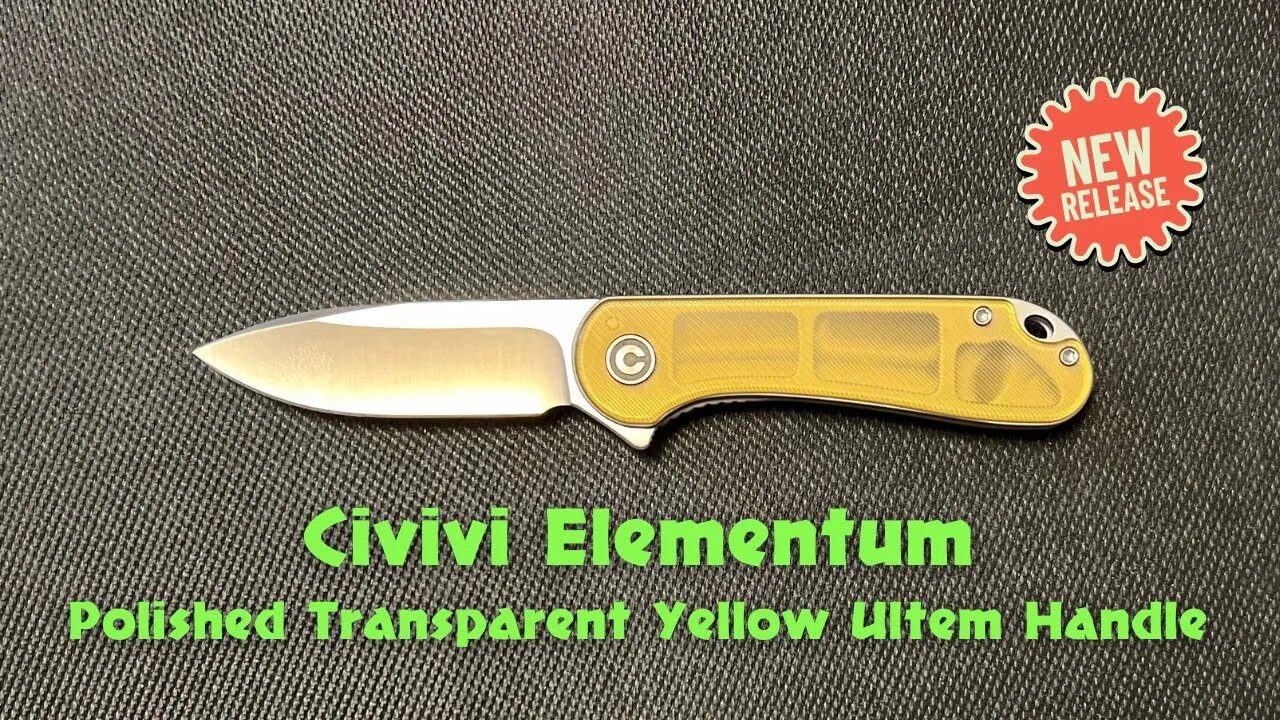 Civivi Elementum Polished Transparent Yellow Ultem Handle