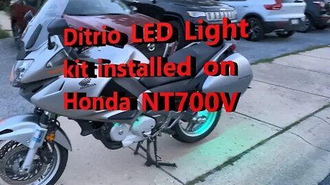 Ditrio Motorcycle LED underglow lighting kit installed on Honda NT700V