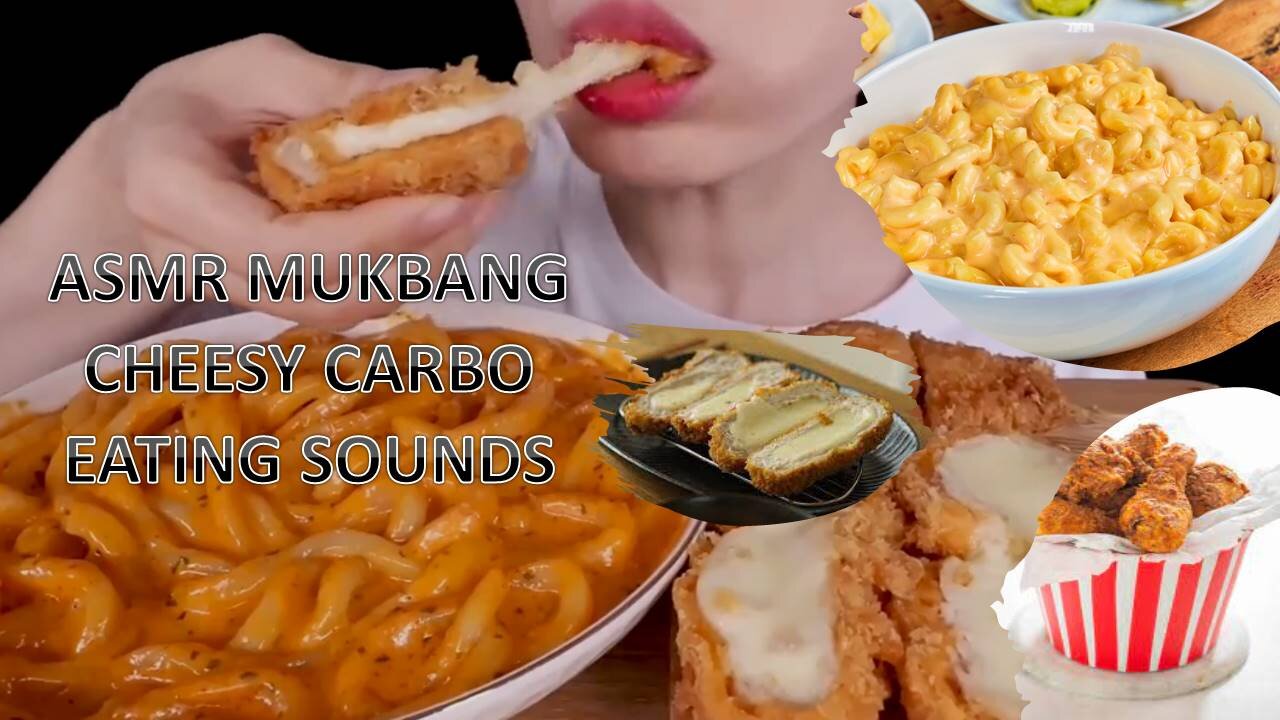 🧀🍜 ASMR Mukbang: Cheesy Carbo Fire Noodles, Udon, and Cheese Pork Cutlet Eating Sounds! 🍽️😋